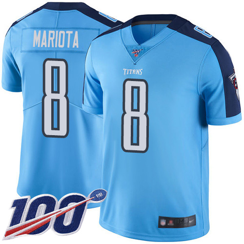 Tennessee Titans Limited Light Blue Men Marcus Mariota Jersey NFL Football #8 100th Season Rush Vapor Untouchable
